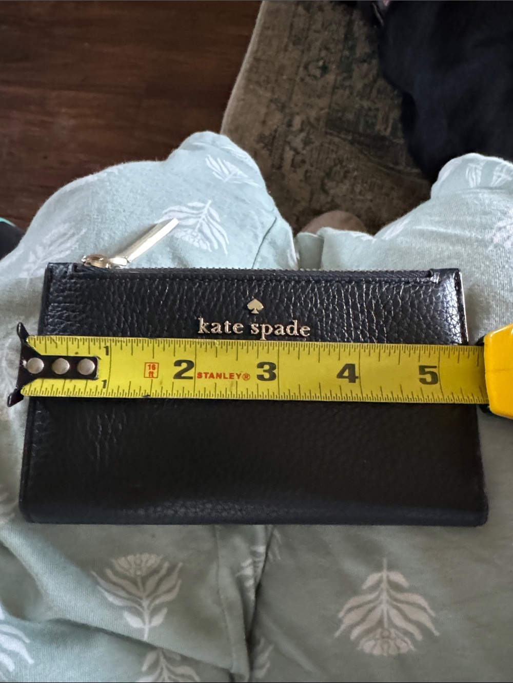 kate spade Black Leather Card Case with Gold Logo - Picture 5 of 7